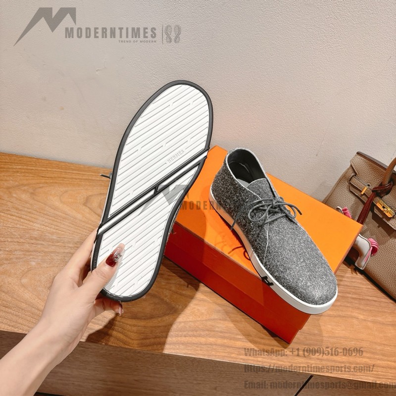 Hermes Mens Sneaker H251921Z HBT390 Black Leather Casual Shoes Hermes Mens Sneaker H251921Z HBT390 in Black Leather – Front View