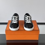 Hermes H251075Z 02350 Black Sneakers – Front View Hermes Mens Sneaker H251075Z 02350 in Black – Luxury Black Fashion Sneakers