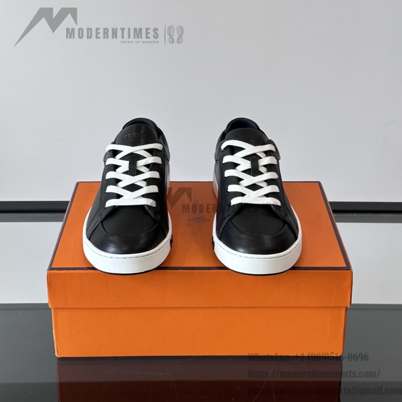 Hermes H251075Z 02350 Black Sneakers – Front View Hermes Mens Sneaker H251075Z 02350 in Black – Luxury Black Fashion Sneakers