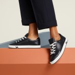 Hermes H251075Z 02350 Black Sneakers – Front View Hermes Mens Sneaker H251075Z 02350 in Black – Luxury Black Fashion Sneakers