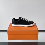 Hermes H251075Z 02350 Black Sneakers – Front View Hermes Mens Sneaker H251075Z 02350 in Black – Luxury Black Fashion Sneakers