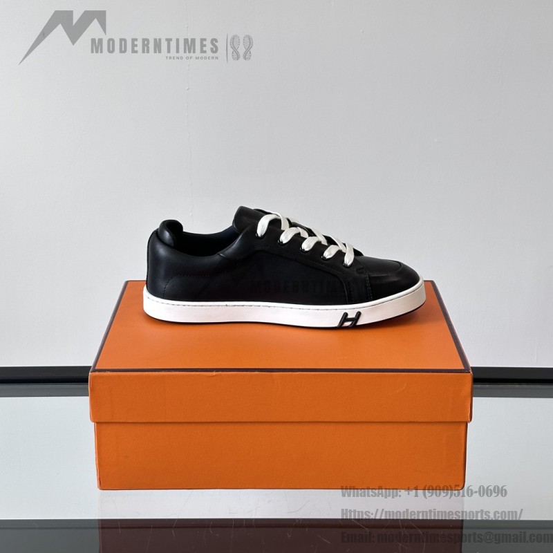 Hermes H251075Z 02350 Black Sneakers – Front View Hermes Mens Sneaker H251075Z 02350 in Black – Luxury Black Fashion Sneakers