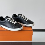 Hermes H251075Z 02350 Black Sneakers – Front View Hermes Mens Sneaker H251075Z 02350 in Black – Luxury Black Fashion Sneakers