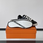 Hermes H251075Z 02350 Black Sneakers – Front View Hermes Mens Sneaker H251075Z 02350 in Black – Luxury Black Fashion Sneakers