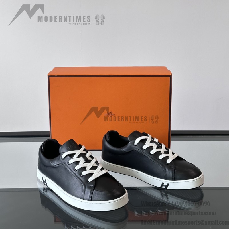 Hermes H251075Z 02350 Black Sneakers – Front View Hermes Mens Sneaker H251075Z 02350 in Black – Luxury Black Fashion Sneakers