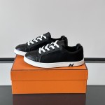 Hermes H251075Z 02350 Black Sneakers – Front View Hermes Mens Sneaker H251075Z 02350 in Black – Luxury Black Fashion Sneakers