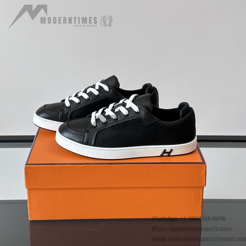 Hermes H251075Z 02350 Black Sneakers – Front View Hermes Mens Sneaker H251075Z 02350 in Black – Luxury Black Fashion Sneakers