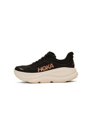 HOKA Bondi 9 Running Shoes 1162012-BRGL | Black & Rose Gold | Supreme Cushioning with Stylish Design