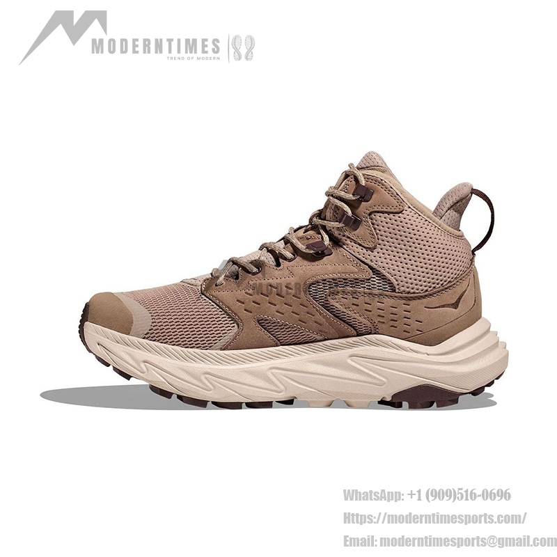 HOKA ONE ONE Anacapa 2 Mid GTX Hiking Boots in Dune/Oxford Tan with GORE-TEX Waterproof Technology and Vibram Outsole, Model 1141633-DOTN