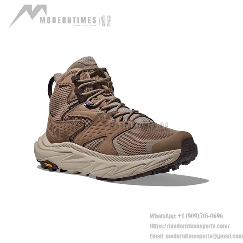 HOKA ONE ONE Anacapa 2 Mid GTX Hiking Boots in Dune/Oxford Tan with GORE-TEX Waterproof Technology and Vibram Outsole, Model 1141633-DOTN