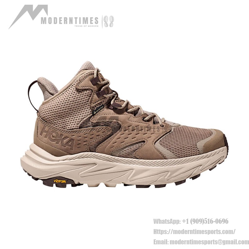 HOKA ONE ONE Anacapa 2 Mid GTX Hiking Boots in Dune/Oxford Tan with GORE-TEX Waterproof Technology and Vibram Outsole, Model 1141633-DOTN