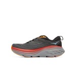 HOKA ONE ONE Bondi 8 Running Shoes - Anthracite Blue & Red Lightweight Cushioned Trainers