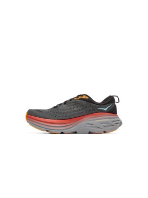 HOKA ONE ONE Bondi 8 1123202-ACTL Running Shoes | Anthracite Blue & Red Lightweight Cushioned Trainers | High-Performance Comfortable Sports Shoes