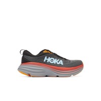 HOKA ONE ONE Bondi 8 1123202-ACTL Running Shoes | Anthracite Blue & Red Lightweight Cushioned Trainers | High-Performance Comfortable Sports Shoes