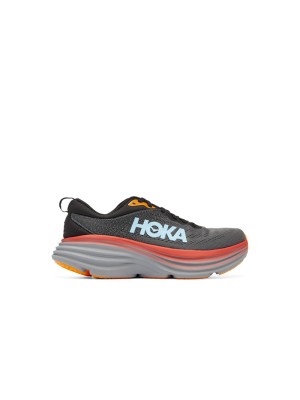 HOKA ONE ONE Bondi 8 1123202-ACTL Running Shoes | Anthracite Blue & Red Lightweight Cushioned Trainers | High-Performance Comfortable Sports Shoes