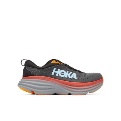 HOKA ONE ONE Bondi 8 1123202-ACTL Running Shoes | Anthracite Blue & Red Lightweight Cushioned Trainers | High-Performance Comfortable Sports Shoes