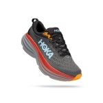 HOKA ONE ONE Bondi 8 Running Shoes - Anthracite Blue & Red Lightweight Cushioned Trainers