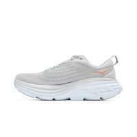 HOKA Bondi 8 Wide Running Shoes 1127954-HMLR | Light Grey/Orange | Extra Comfort & Cushion for All-Day Wear