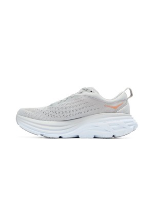 HOKA Bondi 8 Wide Laufschuhe 1127954-HMLR | Light Grey/Orange | Zusätzlicher Komfort & Dämpfung für ganztägiges Tragen