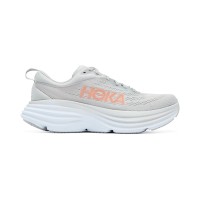 HOKA Bondi 8 Wide Running Shoes 1127954-HMLR | Light Grey/Orange | Extra Comfort & Cushion for All-Day Wear