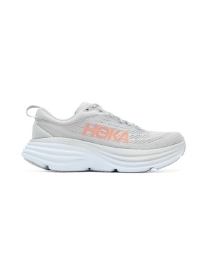 HOKA Bondi 8 Wide Running Shoes 1127954-HMLR | Light Grey/Orange | Extra Comfort & Cushion for All-Day Wear