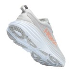 HOKA Bondi 8 Wide Running Shoes in Light Grey and Orange with cushioning and wide-fit design.