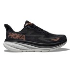 HOKA ONE ONE Clifton 9 Running Shoes in Black and Rose Gold