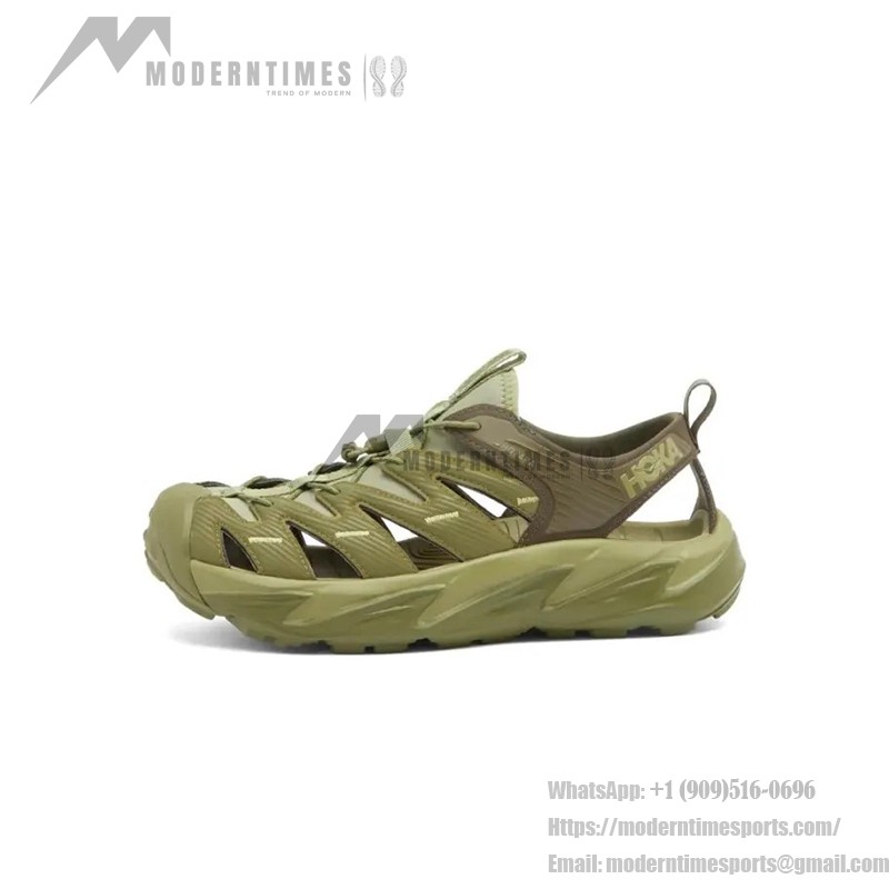 HOKA Hopara Outdoor Water Shoes in Forest Floor and Fennel color with durable design and versatile grip.