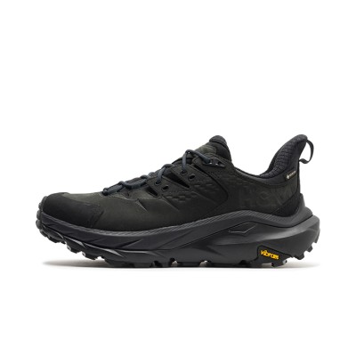 HOKA ONE ONE Kaha 2 Low GTX Hiking Shoes 1123190-BBLC | All-Black Waterproof Design | Vibram Sole for All-Terrain