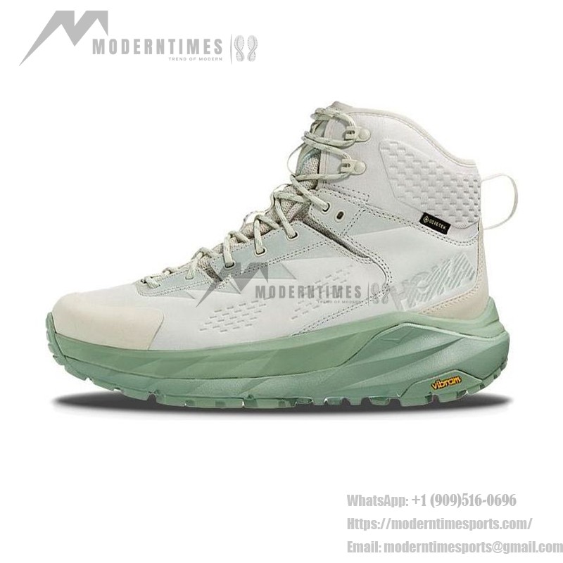 HOKA ONE ONE Kaha GORE-TEX Hiking Boots in Celadon Tint/Basil with GORE-TEX Waterproof Technology and Vibram Outsole, Model 1123370-CTBS