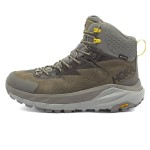 HOKA ONE ONE Kaha GTX Hiking Boots in Charcoal Grey/Green Sheen with GORE-TEX Waterproof Technology and Vibram Megagrip Outsole, Model 1112030-CGGS