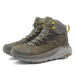 HOKA ONE ONE Kaha GTX Wanderstiefel in Anthrazitgrau/Grüner Glanz mit GORE-TEX-Wasserdichtigkeit und Vibram Megagrip-Sohle, Modell 1112030-CGGS