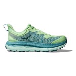 HOKA Mafate Speed 4 트레일 러닝화, Vibram® 아웃솔 장착, 그린 컬러, 최대 접지력과 긴 편안함 제공.