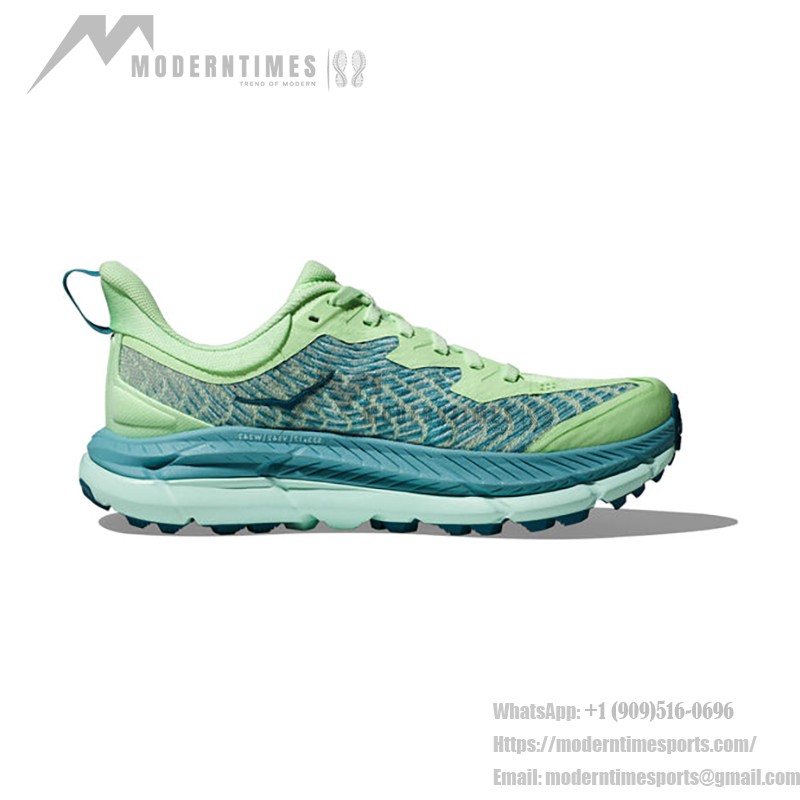 HOKA Mafate Speed 4 トレイルランニングシューズ、グリーンカラー、Vibram®アウトソール搭載、最大グリップと長時間快適性を実現。