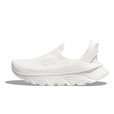 HOKA ONE ONE Restore TC 1134532-RAWW Slip-On Sneakers | All-White Lightweight Comfortable Breathable Running Shoes | Stylish Unisex Footwear