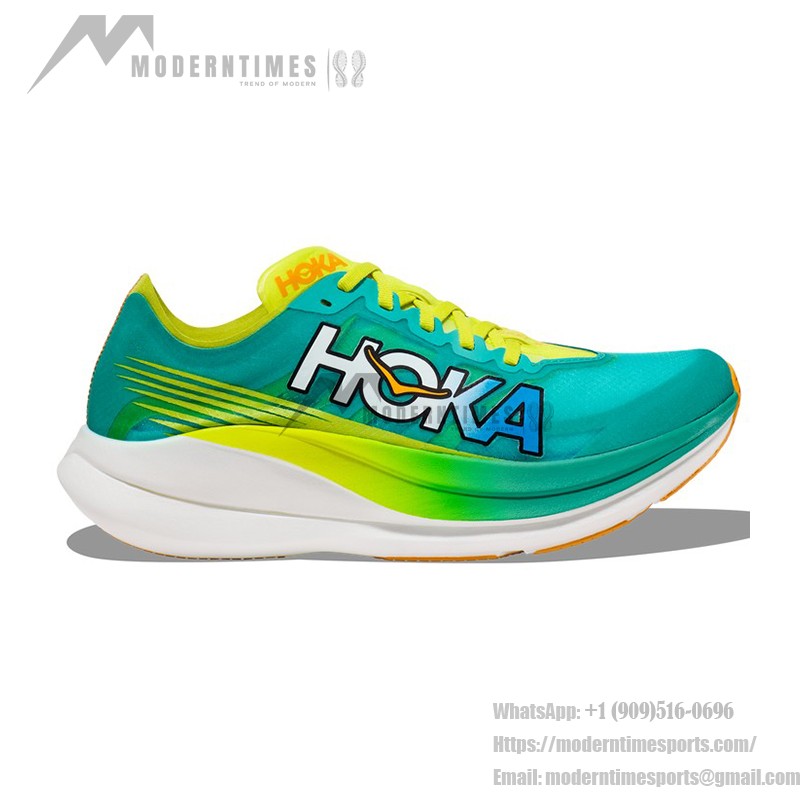 HOKA Rocket X 2 Running Shoes in Ceramic & Evening Primrose with a carbon fiber plate and ultra-lightweight design.