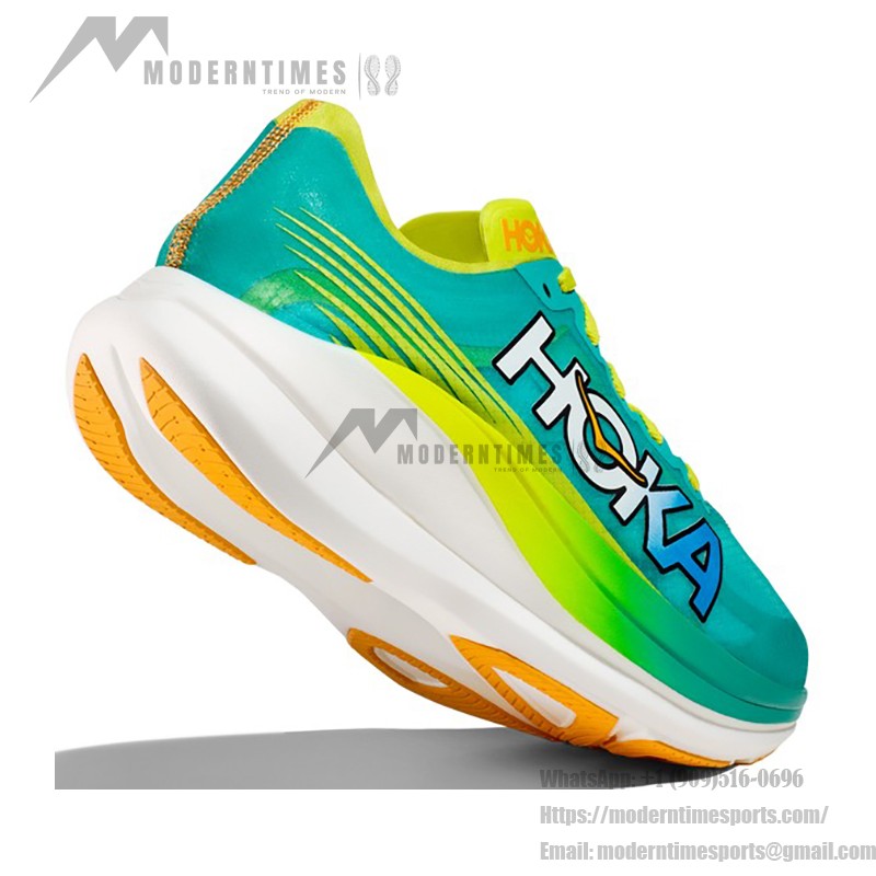 HOKA Rocket X 2 Running Shoes in Ceramic & Evening Primrose with a carbon fiber plate and ultra-lightweight design.