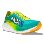 HOKA Rocket X 2 Running Shoes in Ceramic & Evening Primrose with a carbon fiber plate and ultra-lightweight design.