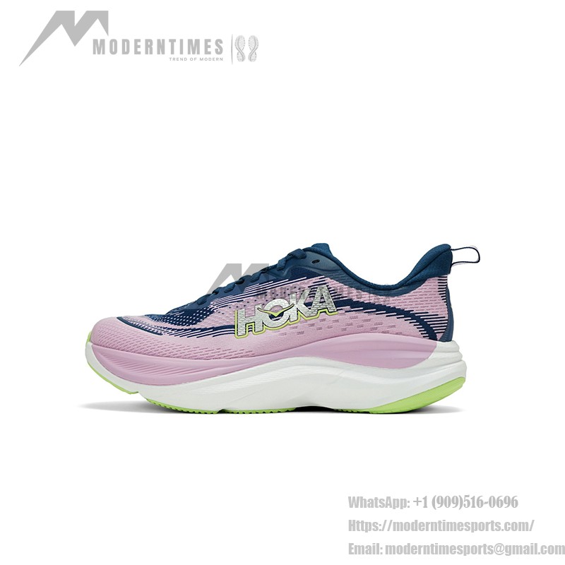 HOKA Skyflow Running Shoes in Midnight & Pink Twilight with lightweight cushioning and breathable mesh upper.