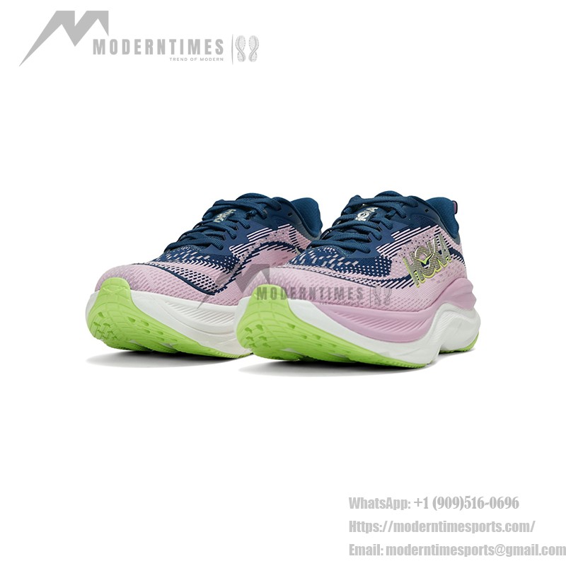 HOKA Skyflow Running Shoes in Midnight & Pink Twilight with lightweight cushioning and breathable mesh upper.