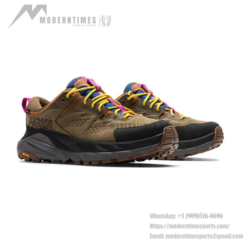 HOKA ONE ONE x Bodega 카하 로우 GTX 하이킹 슈즈, 마티니 올리브/아몬드, GORE-TEX 방수, Vibram 아웃솔, 모델 1129077-MOAL