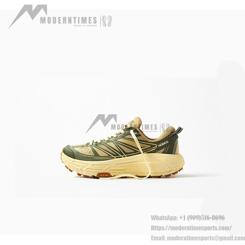 HOKA ONE ONE x END. Mafate Speed 2 Trail Running Shoes in Green & Beige, Overland Collaboration, Model 1155750-THV