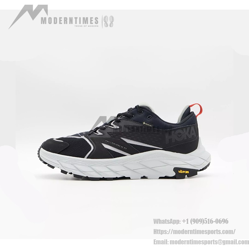 HOKA ONE ONE x WTAPS Anacapa Low Gore-Tex Trail Shoes in Jet Black, Waterproof, Vibram Outsole, Model 1155397-JTB