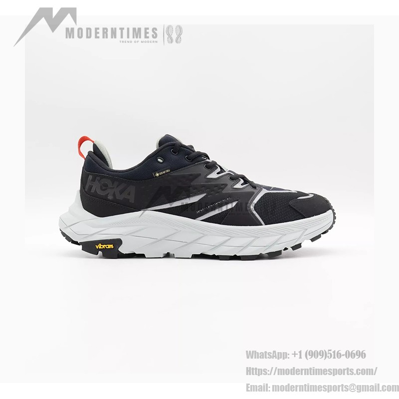 HOKA ONE ONE x WTAPS Anacapa Low Gore-Tex Trail Shoes in Jet Black, Waterproof, Vibram Outsole, Model 1155397-JTB