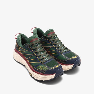 HOKA ONE ONE Mafate Speed 2 Trail Running Shoes (1126851-MVOS) - Green, Burgundy & Cream, Lightweight Cushioning with Vibram Outsole