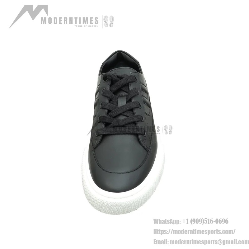 HERMES black leather low-top sneakers unisex luxury shoes