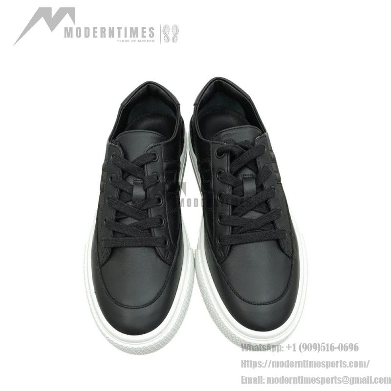 HERMES black leather low-top sneakers unisex luxury shoes