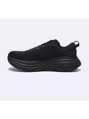 Hoka Bondi 8 オールブラックランニングシューズ｜1127953-BBLC｜厚底スニーカー｜日常用多機能トレーナー