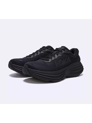 Hoka Bondi 8 オールブラックランニングシューズ｜1127953-BBLC｜厚底スニーカー｜日常用多機能トレーナー