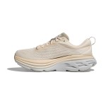 HOKA Bondi 8 Running Shoes in Oat Milk color with cushioning and lightweight design.